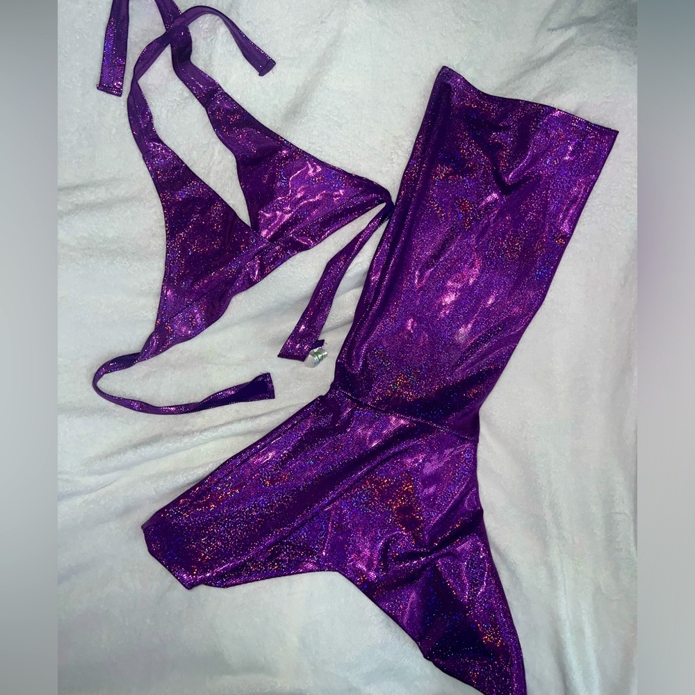 The 2 Tails Girls Purple Sparkle Mermaid Walking Tail & Top
